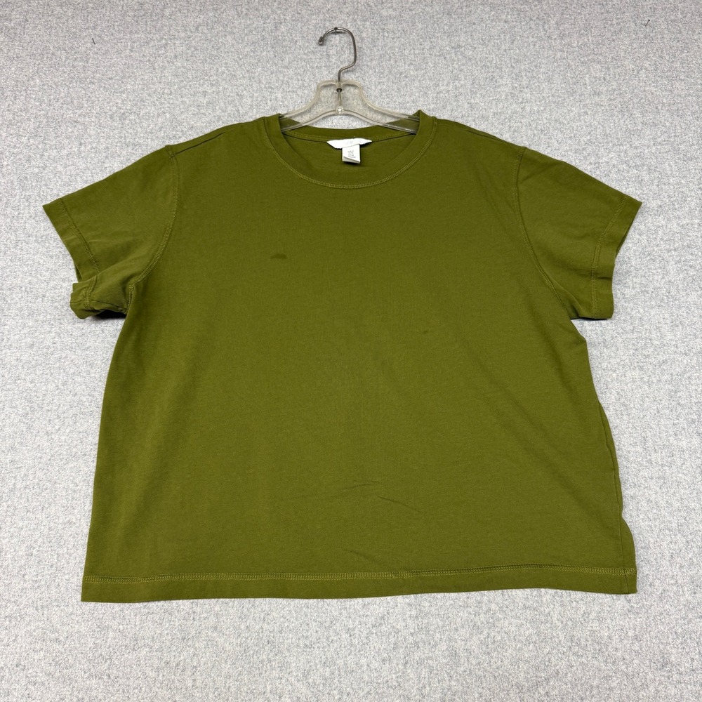 H&M | T-Shirt | XL | Olive Green | Cotton Short Sleeve Crew Neck Casual Basic